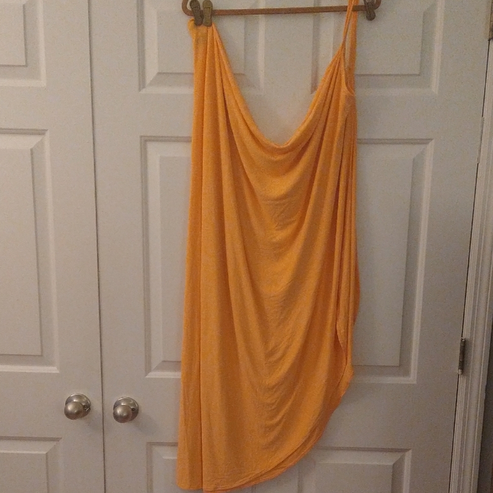 Orange Draped Sleeveless Dress